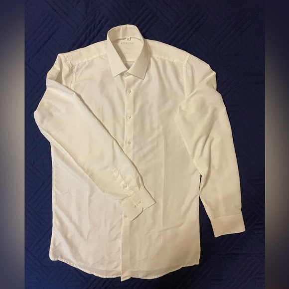 fusion italy dress shirt Men’s Fusion Italy White Slim Fit Button Down Dress Shirt Size 16.5